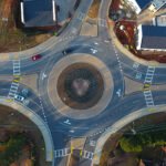 Photo of a modern roundabout featured on the Georgia DOT Roundabout Intersections webpage.